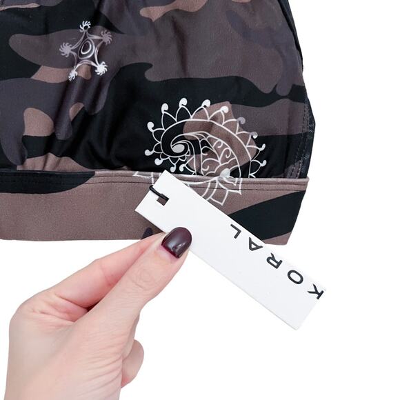 NWT Koral Bermuda Energy Sports Bra Green Camo Mesh Racerback Size XS‎ - Picture 6 of 14